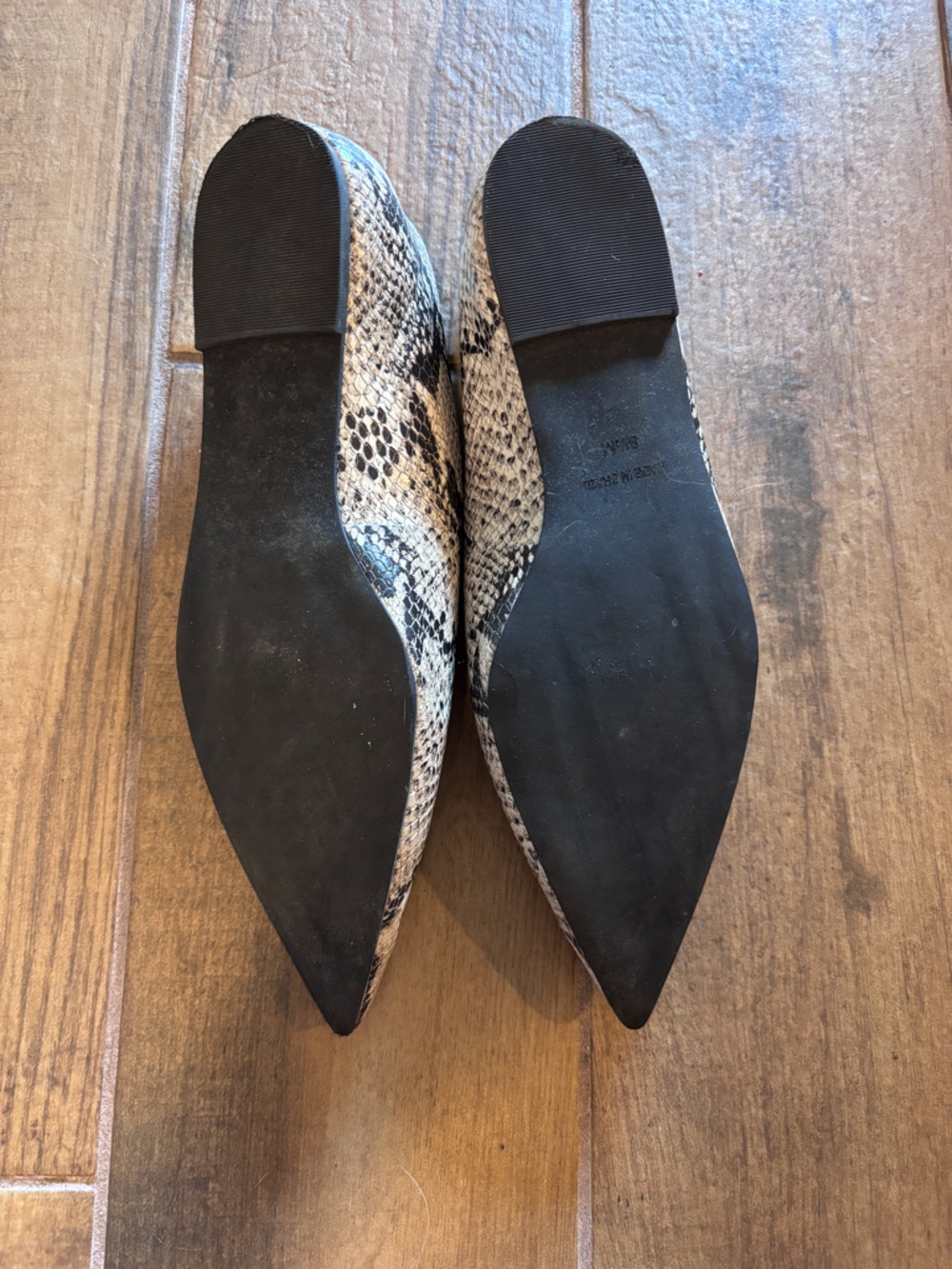Steve Madden Snake-Print Pointed Toe Flats in Neutral Tones - Picture 2 of 3